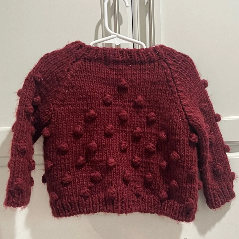 Deep Red Knit Kids Jacket - Picture 2 of 4